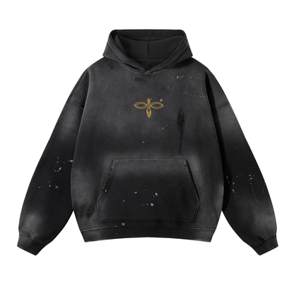 F0S // INDUSTRY VINTAGE-WASH FRAYED FLEECE HOODIE