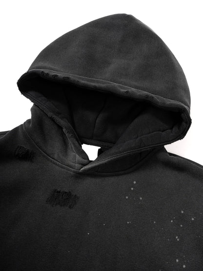 F0S // INDUSTRY VINTAGE-WASH FRAYED FLEECE HOODIE