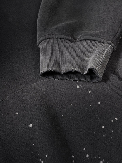 F0S // INDUSTRY VINTAGE-WASH FRAYED FLEECE HOODIE